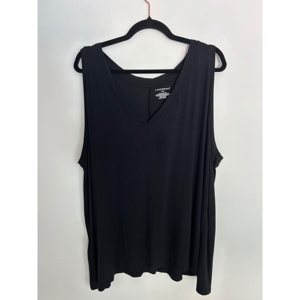 Lane Bryant Womens Black V-Neck Sleeveless Swing Tank Top Plus Size 26/28